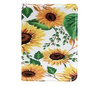 VAPOKF Custodia per passaporto con foglie di girasole ad acquerello, portafoglio da viaggio, in pelle, 11,5 x 16,5 cm, Multi, 11.5x16.5cm/4.5x6.5 in, Vintage