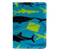 VAPOKF Custodia per passaporto con motivo squali grunge e razza, in pelle, 11,5 x 16,5 cm, Multi, 11.5x16.5cm/4.5x6.5 in, Vintage