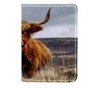 VAPOKF Custodia per passaporto con mucca delle Highland scozzesi, in pelle, 11,5 x 16,5 cm, Multi, 11.5x16.5cm/4.5x6.5 in, Vintage