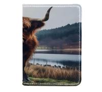 VAPOKF Custodia per passaporto con mucca delle Highland scozzesi, in pelle, 11,5 x 16,5 cm, Multi, 11.5x16.5cm/4.5x6.5 in, Vintage