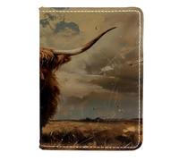 VAPOKF Custodia per passaporto con mucca delle Highland scozzesi, in pelle, 11,5 x 16,5 cm, Multi, 11.5x16.5cm/4.5x6.5 in, Vintage