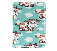 VAPOKF Custodia per passaporto con mucche e margherite bianche in stile cartone animato, portafoglio da viaggio in pelle, 11,5 x 16,5 cm, Multi, 11.5x16.5cm/4.5x6.5 in, Vintage