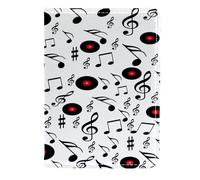 VAPOKF Custodia per passaporto con note musicali e CD, in pelle, 11,5 x 16,5 cm, colore: nero, Multi, 11.5x16.5cm/4.5x6.5 in, Vintage