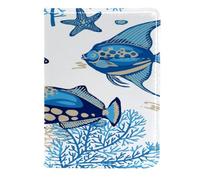 VAPOKF Custodia per passaporto con pesci tropicali e stelle marine, portafoglio da viaggio, in pelle, 11,5 x 16,5 cm, Multi, 11.5x16.5cm/4.5x6.5 in, Vintage