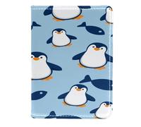 VAPOKF Custodia per passaporto con pinguino e piccoli pesci, in pelle, 11,5 x 16,5 cm, Multi, 11.5x16.5cm/4.5x6.5 in, Vintage