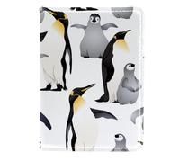 VAPOKF Custodia per passaporto con pinguino madre e bambino, in pelle, 11,5 x 16,5 cm, Multi, 11.5x16.5cm/4.5x6.5 in, Vintage