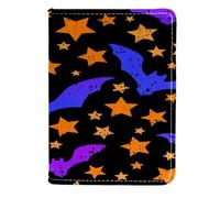 VAPOKF Custodia per passaporto con pipistrelli volanti e stelle di Halloween, in pelle, 11,5 x 16,5 cm, Multi, 11.5x16.5cm/4.5x6.5 in, Vintage
