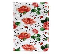 VAPOKF Custodia per passaporto con rose e bacche di rosa canina e piselli neri, in pelle, 11,5 x 16,5 cm, Multi, 11.5x16.5cm/4.5x6.5 in, Vintage