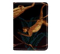 VAPOKF Custodia per passaporto con scimmia appesa alla giungla, in pelle, 11,5 x 16,5 cm, Multi, 11.5x16.5cm/4.5x6.5 in, Vintage