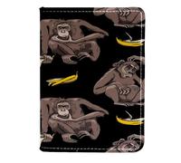 VAPOKF Custodia per passaporto con scimmia e buccia di banana, porta passaporto, in pelle, 11,5 x 16,5 cm, Multi, 11.5x16.5cm/4.5x6.5 in, Vintage
