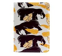 VAPOKF Custodia per passaporto con silhouette di elefante e foglie tropicali, in pelle, 11,5 x 16,5 cm, Multi, 11.5x16.5cm/4.5x6.5 in, Vintage