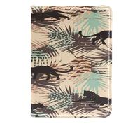 VAPOKF Custodia per passaporto con silhouette leopardata e foglie tropicali, portafoglio da viaggio in pelle, 11,5 x 16,5 cm, Multi, 11.5x16.5cm/4.5x6.5 in, Vintage