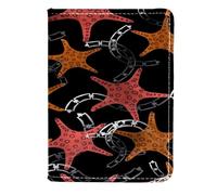 VAPOKF Custodia per passaporto con stelle marine e catene, in pelle, 11,5 x 16,5 cm, Multi, 11.5x16.5cm/4.5x6.5 in, Vintage