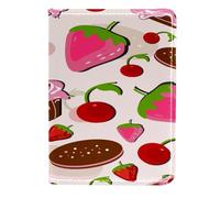 VAPOKF Custodia per passaporto con torta di fragole al cioccolato e biscotti, in pelle, 11,5 x 16,5 cm, Multi, 11.5x16.5cm/4.5x6.5 in, Vintage