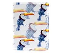 VAPOKF Custodia per passaporto con uccellino tropicale esotico tucano, in pelle, 11,5 x 16,5 cm, Multi, 11.5x16.5cm/4.5x6.5 in, Vintage