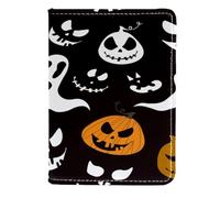 VAPOKF Custodia per passaporto con zucche e fantasmi di Halloween, portafoglio da viaggio, in pelle, 11,5 x 16,5 cm, Multi, 11.5x16.5cm/4.5x6.5 in, Vintage