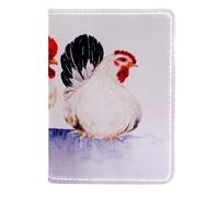 VAPOKF Custodia per passaporto da viaggio in pelle con gallo e gallina in piedi su una parete, 11,5 x 16,5 cm, Multi, 11.5x16.5cm/4.5x6.5 in, Vintage