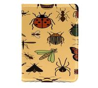 VAPOKF Custodia per passaporto da viaggio in pelle con insetti e falene, 11,5 x 16,5 cm, Multi, 11.5x16.5cm/4.5x6.5 in, Vintage