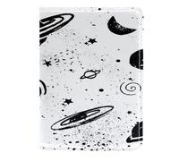 VAPOKF Custodia per passaporto da viaggio in pelle con pianeta spaziale, stelle, luna, 11,5 x 16,5 cm, Multi, 11.5x16.5cm/4.5x6.5 in, Vintage