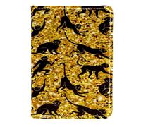 VAPOKF Custodia per passaporto da viaggio in pelle con silhouette di scimmia su glitter oro con paillettes stampate, 11,5 x 16,5 cm, Multi, 11.5x16.5cm/4.5x6.5 in, Vintage