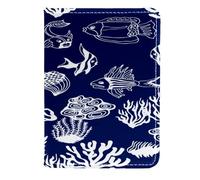 VAPOKF Custodia per passaporto da viaggio in pelle con tartaruga marina, coralli, alghe marine, 11,5 x 16,5 cm, Multi, 11.5x16.5cm/4.5x6.5 in, Vintage