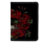 VAPOKF Custodia per passaporto in pelle a forma di nido di corvo gotico con rosa rossa, 11,5 x 16,5 cm, Multi, 11.5x16.5cm/4.5x6.5 in, Vintage