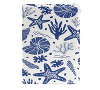 VAPOKF Custodia per passaporto in pelle con conchiglie marine, alghe marine, corallo, 11,5 x 16,5 cm, Multi, 11.5x16.5cm/4.5x6.5 in, Vintage