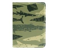 VAPOKF Custodia per passaporto militare con squali grunge e razza da viaggio, in pelle, 11,5 x 16,5 cm, Multi, 11.5x16.5cm/4.5x6.5 in, Vintage