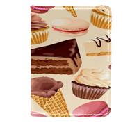 VAPOKF Custodia per passaporto, portafoglio da viaggio, in pelle, con motivo macaron, torte al cioccolato, gelati, 11,5 x 16,5 cm, Multi, 11.5x16.5cm/4.5x6.5 in, Vintage