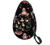 VAPOKF Custodia per racchette da ping pong, con divertente custodia per racchette da ping pong, con custodia, per 4-5 palline da ping pong, con motivo a corona di cane da re carlino