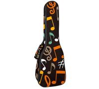 VAPOKF Custodia per ukulele, custodia per concerto soprano tenore 58,5 cm spessore 10 mm morbida imbottita cinghie regolabili, note musicali colorate e chiavi, Multi, 25.9x9x3.1in/66x23x8cm
