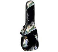 VAPOKF Custodia per ukulele, custodia per concerto soprano tenore 58,5 cm, spessore 10 mm, morbida imbottitura con cinghie regolabili, custodia per concerto, anatra selvatica su sfondo nero, Multi,