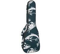 VAPOKF Custodia per ukulele, custodia per concerto soprano tenore 58,5 cm, spessore 10 mm, morbida imbottitura con cinghie regolabili, borsa per concerto con calamari, salmone e ancora granchio reale,