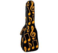 VAPOKF Custodia per ukulele, custodia per concerto soprano tenore 58,5 cm spessore 10 mm morbida imbottita cinghie regolabili, note musicali gialle e chiavi, Multi, 25.9x9x3.1in/66x23x8cm