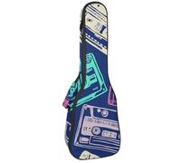 VAPOKF Custodia per ukulele, custodia per concerto soprano tenore 58,5 cm spessore 10 mm morbida imbottita cinghie regolabili, custodia per concerto retrò vecchio audio, Multi, 25.9x9x3.1in/66x23x8cm