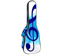 VAPOKF Custodia per ukulele, custodia per concerto soprano tenore 58,5 cm spessore 10 mm morbida imbottita cinghie regolabili, borsa per concerto con note musicali blu acquerello, Multi,