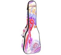 VAPOKF Custodia per ukulele, custodia per concerto soprano tenore 58,5 cm spessore 10 mm morbida imbottita cinghie regolabili, borsa da concerto colorata subacquea natura corallina, Multi,