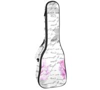VAPOKF Custodia per ukulele, custodia per concerto soprano tenore 58,5 cm spessore 10 mm morbido imbottito cinghie regolabili borsa concerto peonia viola su lettere note, Multi, 25.9x9x3.1in/66x23x8cm