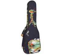 VAPOKF Custodia per ukulele, custodia per concerto soprano tenore 58,5 cm spessore 10 mm morbido imbottito cinghie regolabili Gig Bag, Grunge Jazz Music Guitar Piano Drum, Multi,