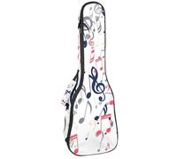 VAPOKF Custodia per ukulele, custodia per concerto soprano tenore 58,5 cm spessore 10 mm morbido imbottito cinghie regolabili, note musicali colorate e chiavi di violino, Multi, 25.9x9x3.1in/66x23x8cm