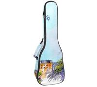VAPOKF Custodia per ukulele, custodia per concerto soprano tenore 58,5 cm spessore 10 mm morbido imbottito cinghie regolabili Gig Bag, Parigi Torre Eiffel paesaggio, Multi, 25.9x9x3.1in/66x23x8cm