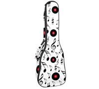 VAPOKF Custodia per ukulele, custodia per concerto soprano tenore 58,5 cm spessore 10 mm morbido imbottito cinghie regolabili Gig Bag, note musicali nere e schede CD, Multi, 25.9x9x3.1in/66x23x8cm