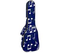 VAPOKF Custodia per ukulele, custodia per concerto soprano tenore 58,5 cm spessore 10 mm morbido imbottito cinghie regolabili, custodia per concerto note musicali su blu, Multi, 25.9x9x3.1in/66x23x8cm