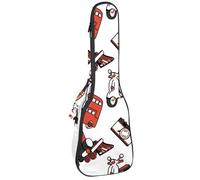 VAPOKF Custodia per ukulele, custodia per concerto soprano tenore 58,5 cm spessore 10 mm morbido imbottito cinghie regolabili Gig Bag, Red London Bus treno e veicolo elettrico, Multi,