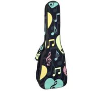 VAPOKF Custodia per ukulele, custodia per concerto soprano tenore 58,5 cm spessore 10 mm morbido imbottito cinghie regolabili, borsa colorata con chiave musicale e note, Multi, 25.9x9x3.1in/66x23x8cm