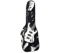 VAPOKF Custodia per ukulele, custodia per concerto soprano tenore 58,5 cm spessore 10 mm morbido imbottito cinghie regolabili Gig Bag, note musicali chitarre su nero, Multi, 25.9x9x3.1in/66x23x8cm
