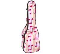 VAPOKF Custodia per ukulele, custodia per concerto soprano tenore 58,5 cm spessore 10 mm morbido imbottito cinghie regolabili Gig Bag, rosso note musicali e chiave, Multi, 25.9x9x3.1in/66x23x8cm
