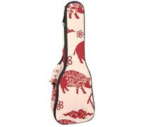 VAPOKF Custodia per ukulele, custodia per concerto soprano tenore 58,5 cm spessore 10 mm morbido imbottito cinghie regolabili borsa da concerto Happy Chinese New Year of Pig, Multi,