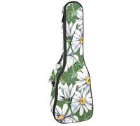 VAPOKF Custodia per ukulele, custodia per concerto soprano tenore 58,5 cm spessore 10 mm morbido imbottito cinghie regolabili, borsa da concerto acquerello margherita su sfondo verde, Multi,