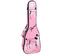 VAPOKF Custodia per ukulele, custodia per concerto soprano tenore 58,5 cm spessore 10 mm morbido imbottito cinghie regolabili Gig Bag, Torre Eiffel Parigi e barboncino, Multi, 25.9x9x3.1in/66x23x8cm